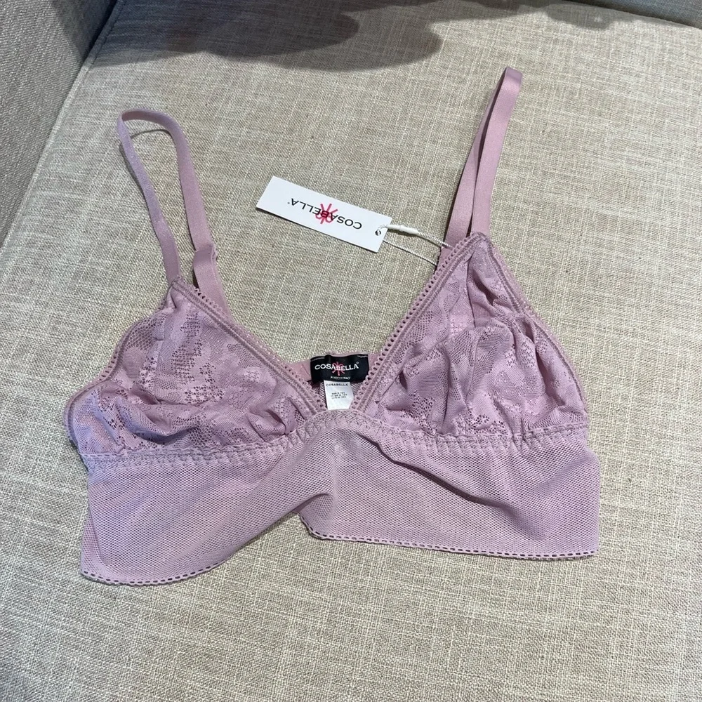 NWT Cosabella Lavender Purple Mesh Lace Triangle Longline Bralette Medium